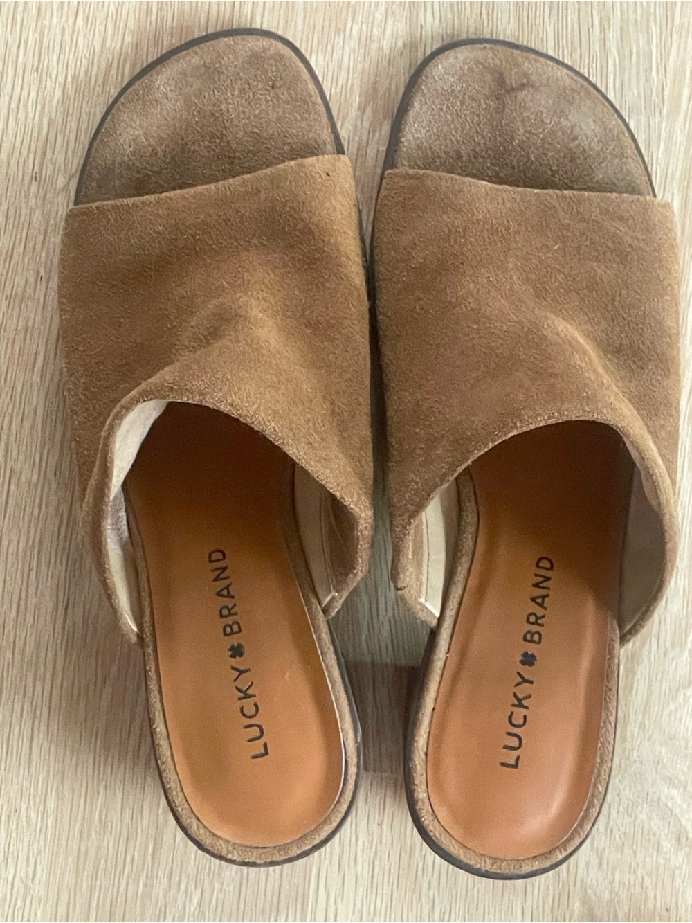 Lucky Brand Tan Suede Slide Mules